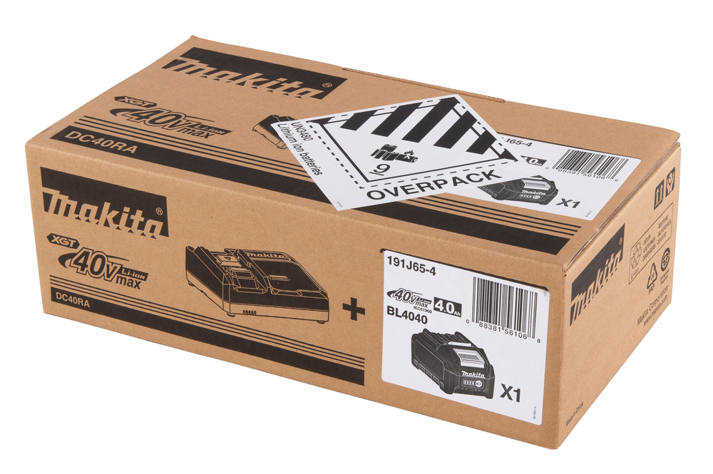 Powerpack XGT Makita 191J65-4 Latauslaite DC40RA, 1kpl BL4040. Pahvilaatikossa