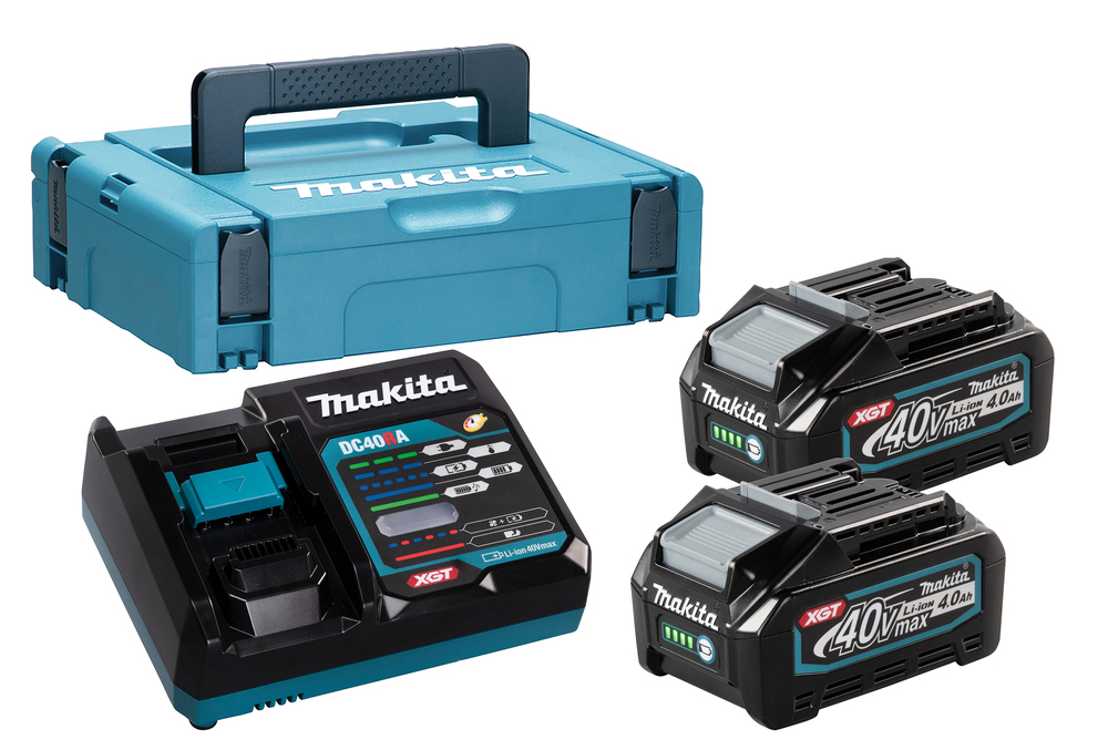 Powerpack XGT Makita 191J97-1 Latauslaite DC40RA, 2kpl BL4040 ja Makpac laukku 1