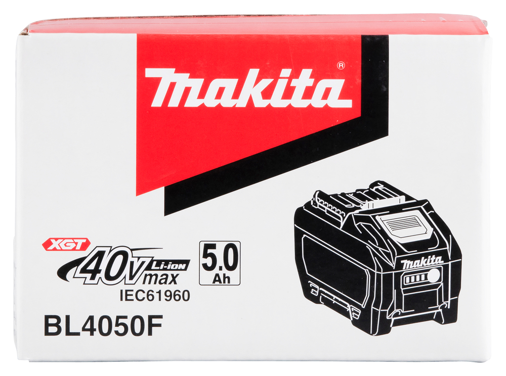 Akku Makita BL4050F, 40V XGT, 5,0Ah, kapasteettinäyttö. 180Wh