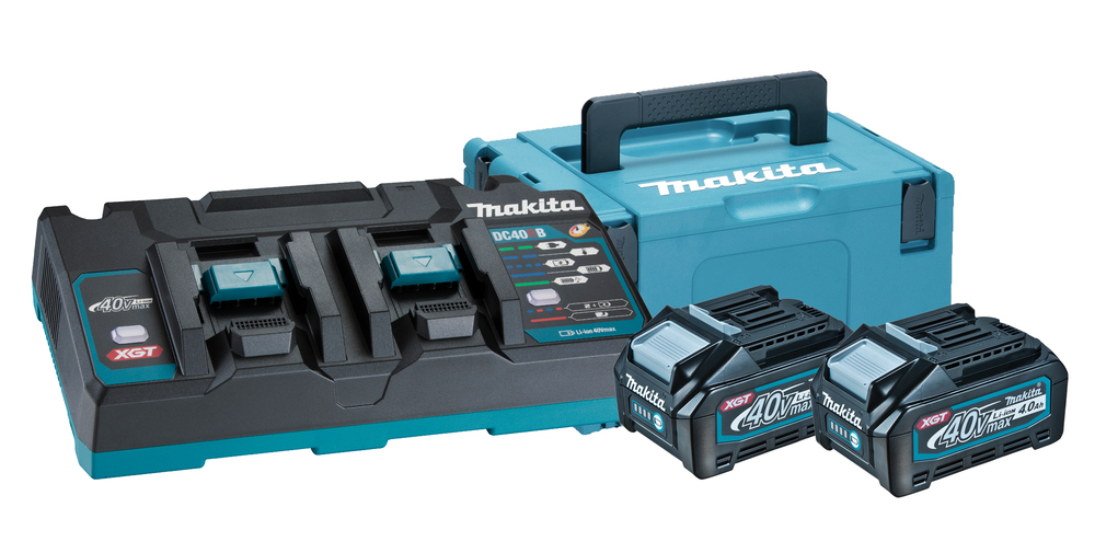 Powerpack XGT. Latauslaite DC40RB, 2kpl BL4040 ja Makpac laukku