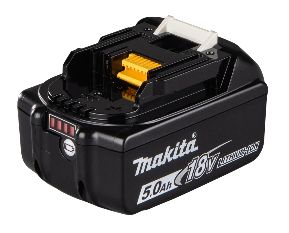 Akku Makita BL1850B, 18V, 5,0 Ah, Li-Ion, liukulukitus, kapasiteettinäyttö