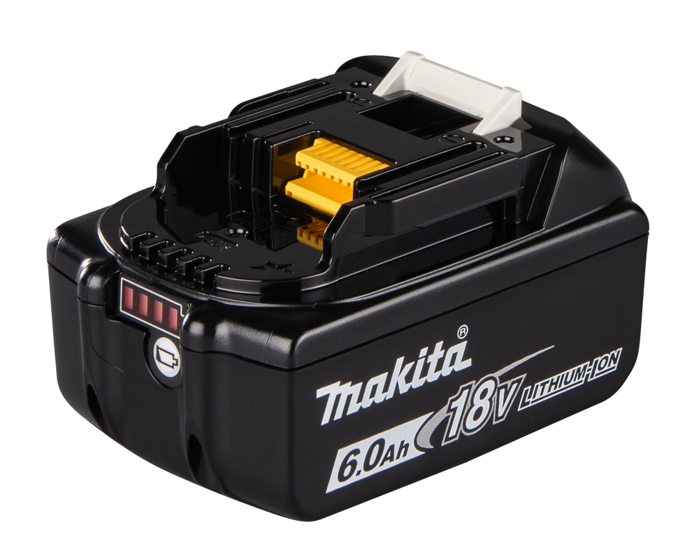 Akku Makita BL1860B-4, 18V, 6,0 Ah, Li-Ion, liukulukitus, kapasiteettinäyttö