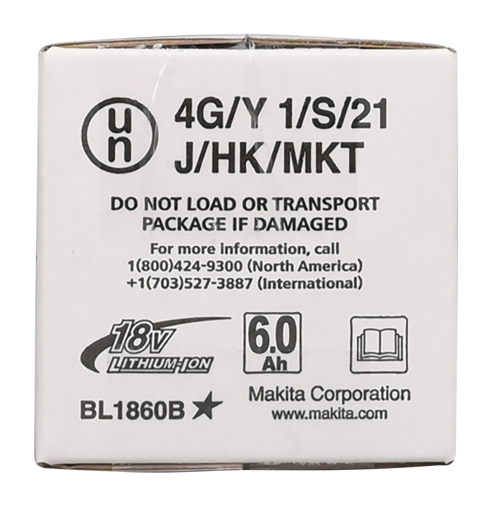 Akku Makita BL1860B-4, 18V, 6,0 Ah, Li-Ion, liukulukitus, kapasiteettinäyttö