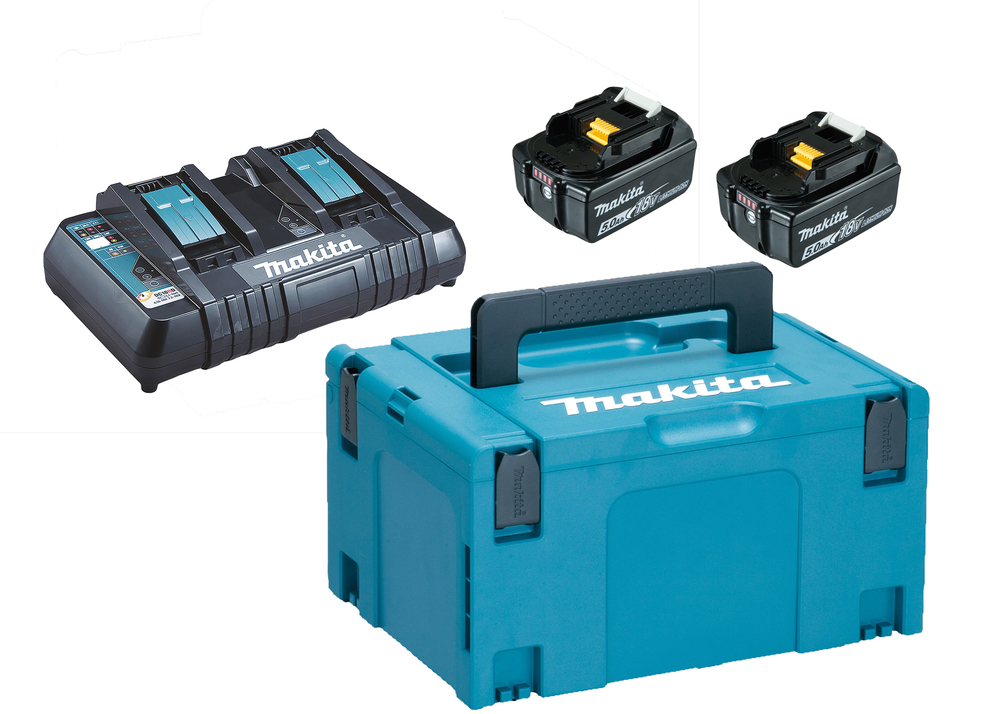PowerPack Makita197629-2 LXT. Latauslaite DC18RD, 2kpl akku BL1850B ja Makpac laukku 3