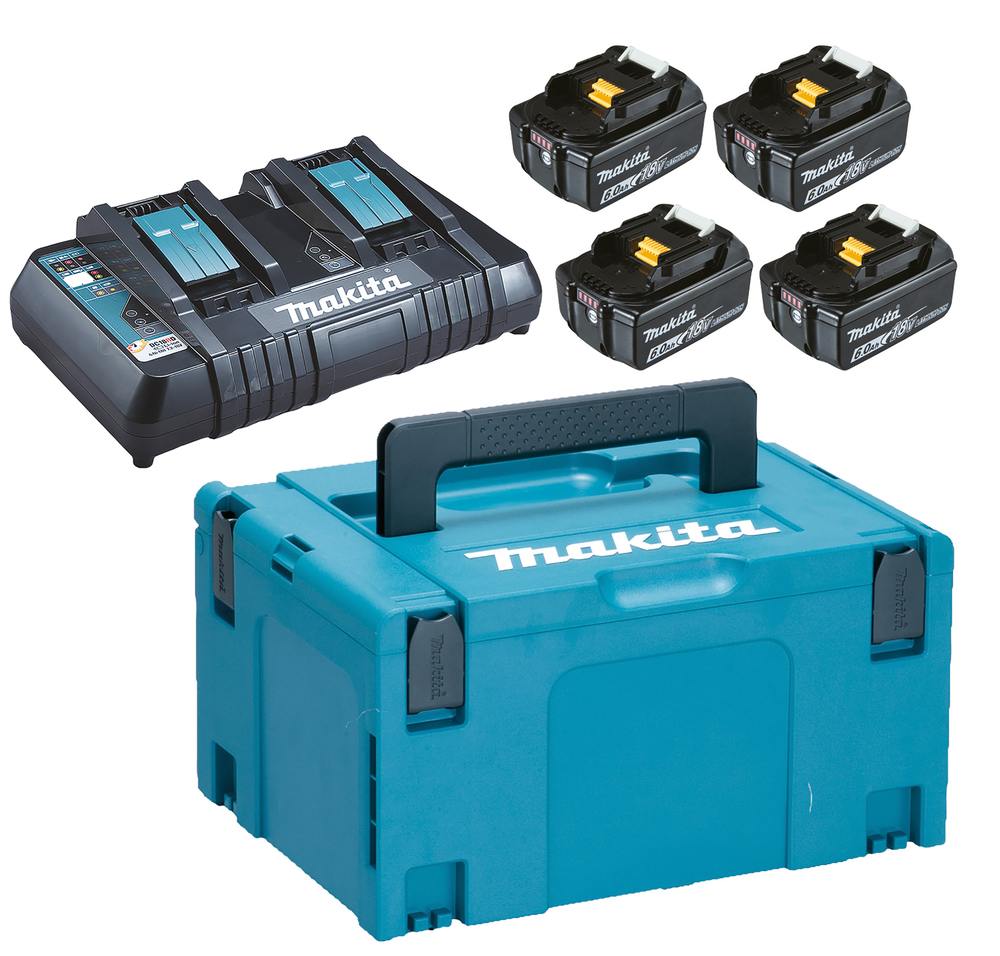 PowerPack LXT. Latauslaite DC18RD, 4kpl akku BL1860B ja Makpac laukku 3