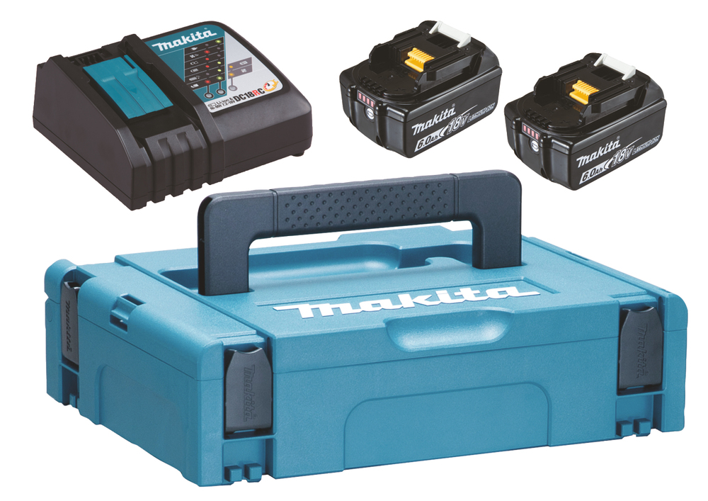 PowerPack Makita 198116-4 LXT. Latauslaite DC18RC, 2kpl akku BL1860B ja Makpac laukku 1