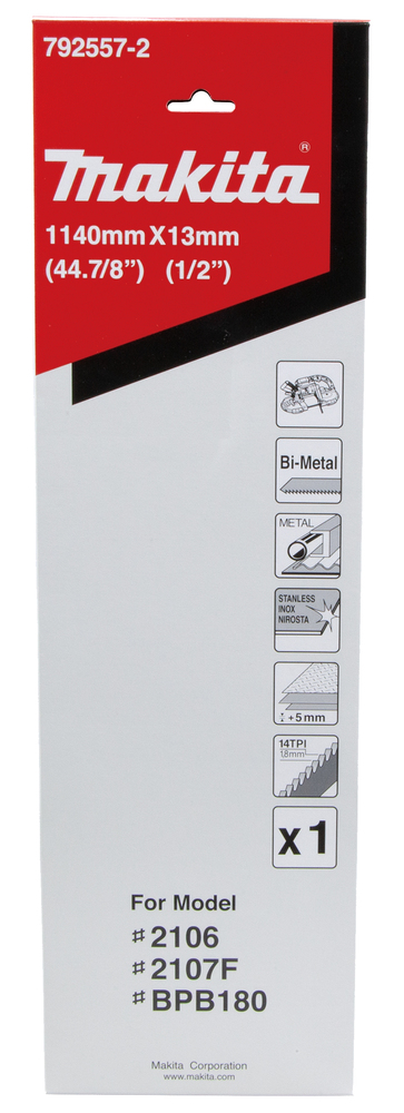Vannesahanterä Makita 792557-2 Bi-Metal 13x0,5x1140 mm yli 5mm kova ja ruostumaton teräs, 1 kpl