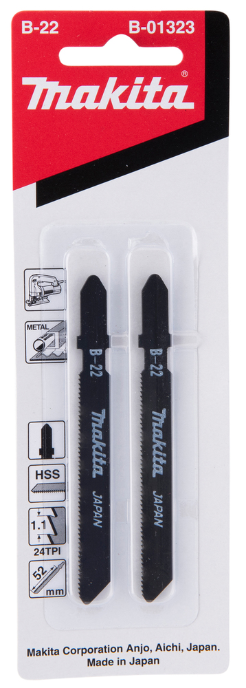 Jigsaw blade Makita B-01323 50mm HSS, B22, for metal, steel and hard plastics, 2 pieces