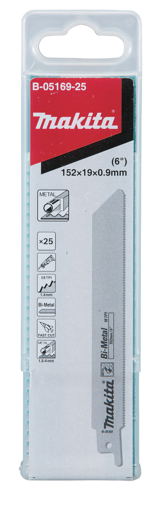 Hacksaw blade Makita B-05169-25 150x0,9mm BiM metal 1,5-4mm, (18tpi), 25pcs, (S922EF)