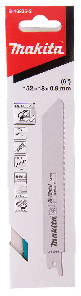 Hacksaw blade Makita B-16835-2 150x0,9mm BiM metal 0,7-3mm, (24tpi), 2pcs, (S922AF)