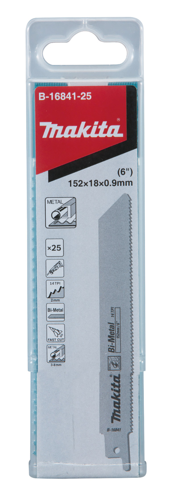 Hacksaw blade Makita B-16841-25 150x0,9mm BiM metal 3-8mm, (14tpi), 25pcs, (S922BF)
