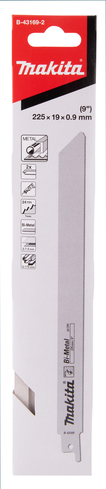 Hacksaw blade Makita B-43169-2 225x0,9mm BiM metal 0,7-3mm, (24tpi), 2pcs, (S1122AF)