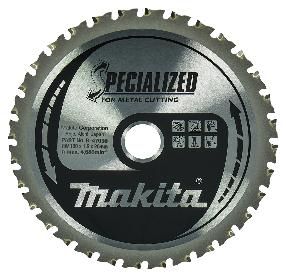 Pyörösahanterä Makita B-47036 150x20mm, Z-32 metallille 1-3mm, DCS551 ja DCS553