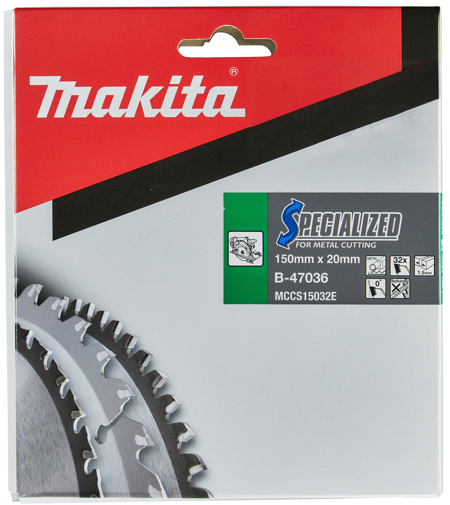 Cirkelsågblad Makita B-47036 150x20mm, Z-32 för metall 1-3mm, DCS551 och DCS553