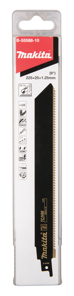 Hacksaw blade Makita B-55588-10 228x1,25mm HM metal, cast iron, stainless (8tpi), 10pcs, (S1155CHM)