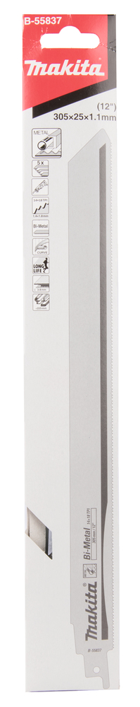 Tigersågsblad Makita B-55837 305x1.1mm, böjd BiM metall 3-8mm, (14+18tpi), 5st, (S1228BEF)