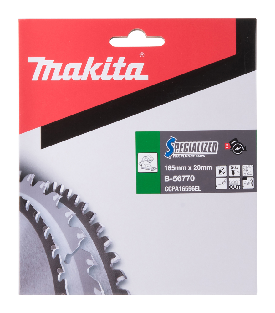 Pyörösahanterä Makita B-56770 165x20x2,0mm, Z-56 alumiinille, DSP600, DSP601 ja SP6000