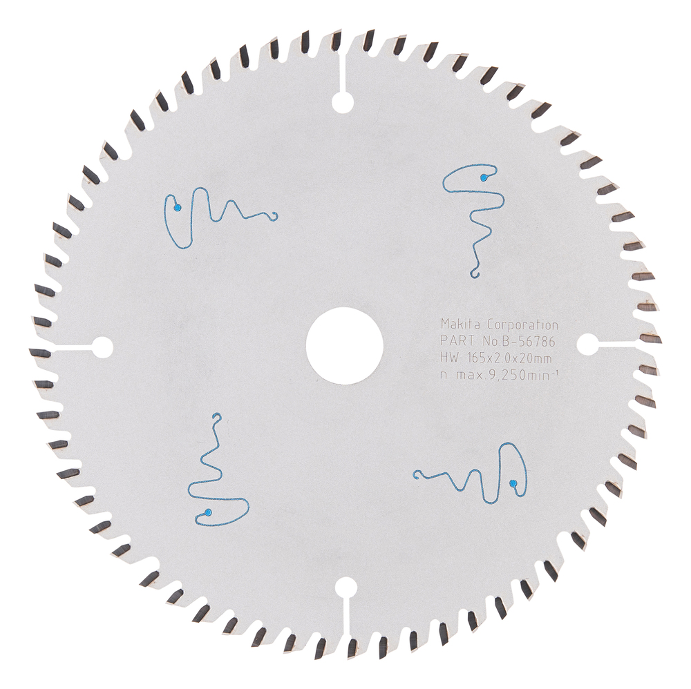 Pyörösahanterä Makita B-56786 165x20x2,0mm, Z-60 MDF erittäin siisti sahaus, DSP600, DSP601 ja SP6000
