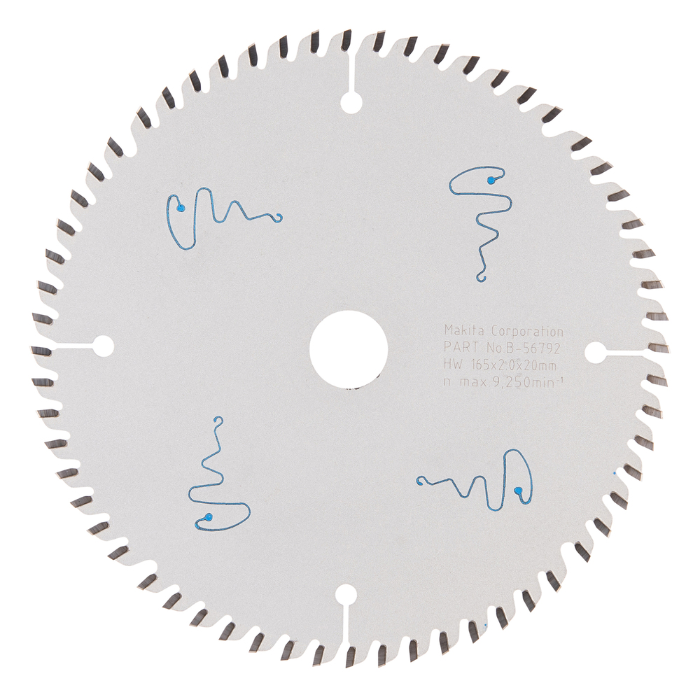 Pyörösahanterä Makita B-56792 165x20x2,0mm, Z-60 MDF pitkä käyttöikä, DSP600, DSP601 ja SP6000