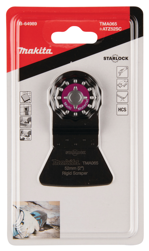 Kaavin Makita B-64989  jäykkä, leveys 52mm, HCS, laastin ja kaakeliliimojen poisto. TMA065, Starlock (ATZ52SC)