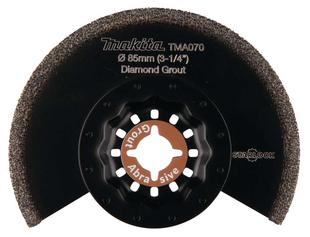 Timanttiterä, segmentti Makita B-6503485 mm, timantti, karkeus #40, pehmeän seinälaatan työstö, laattasaumojen poisto. TMA070, Starlock (ACZ85RD4)
