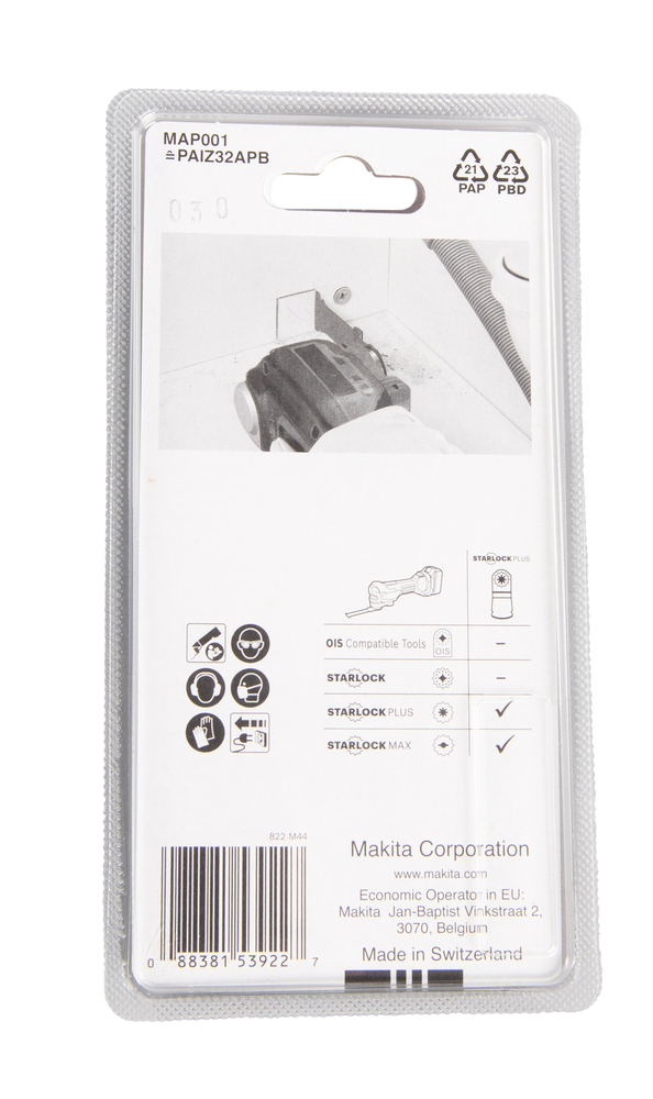 Sahanterä, upotukseen Makita B-66329 leveys 32mm, BiM, naulaisen puun sahaus. MAP001, Starlock Plus (PAIZ32APB)