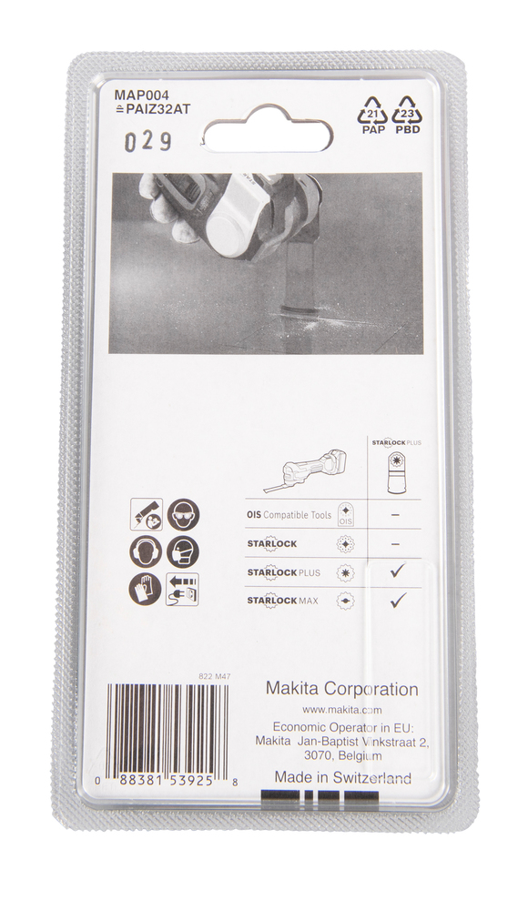 Sahanterä upotukseen Makita B-66357  leveys 32mm, HM, ruuvit, naulat, lasikuitu, RST. MAP004, Starlock Plus (PAIZ32AT)