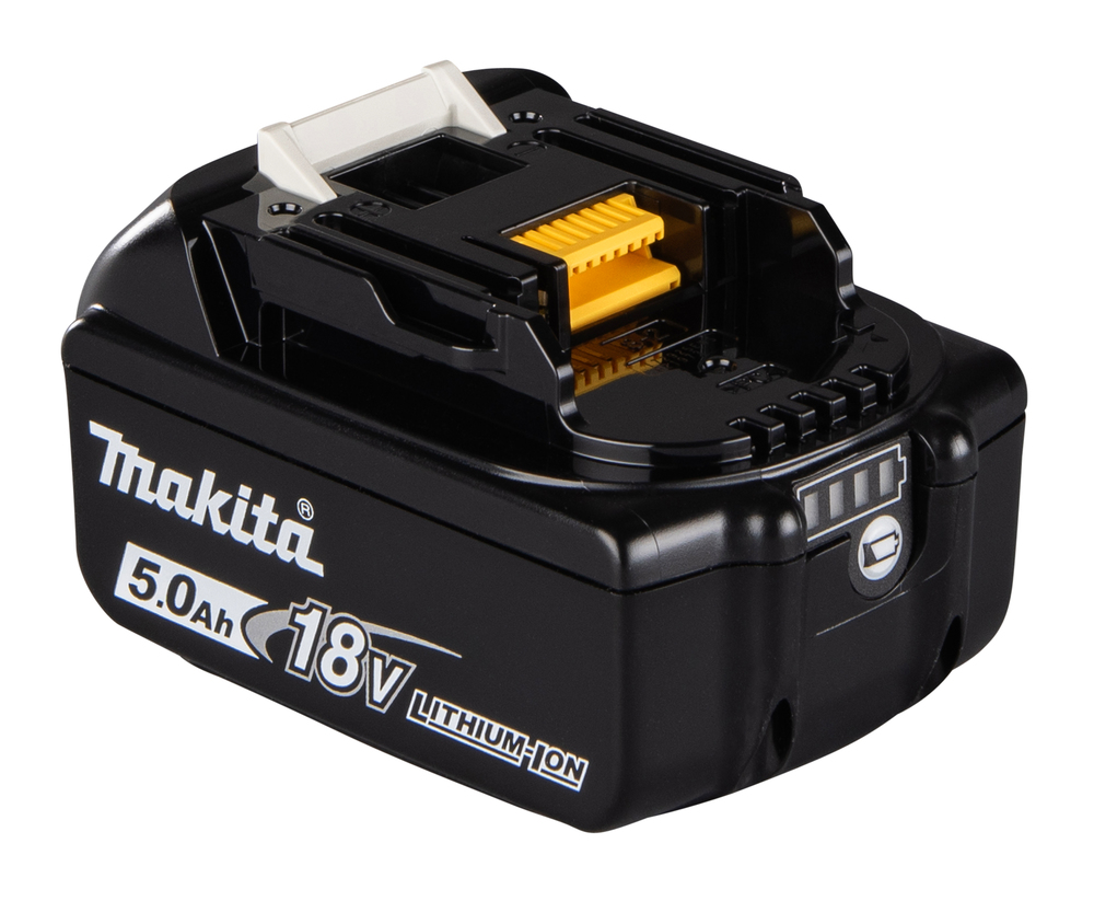 Akku Makita BL1850B, 18V, 5,0 Ah, Li-Ion, liukulukitus, kapasiteettinäyttö