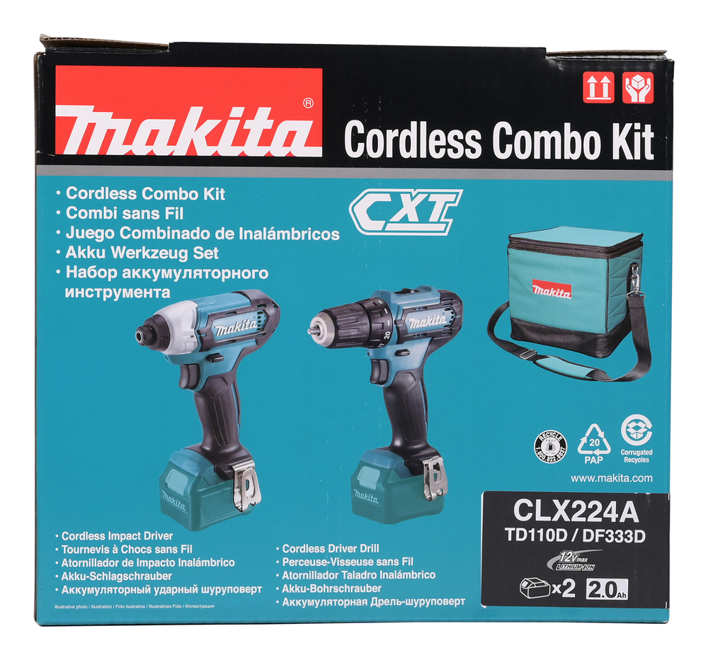 Battery-powered power tool set Makita CLX224A CXT, TD110D and DF333D, 2x2,0Ah and charger