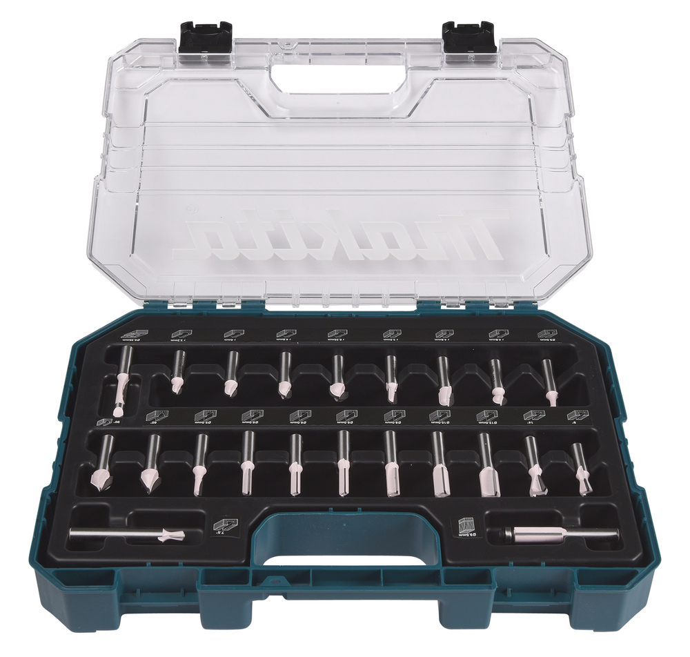 Milling cutter set Makita D-74784 22 pieces, spindle 8mm, for shaping