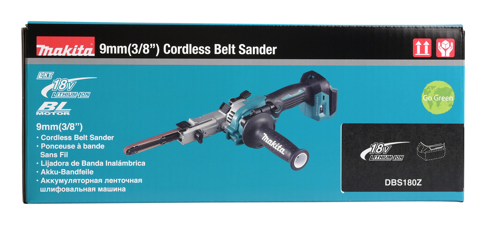 Belt sander Makita DBS180Z 18V brushless, 9x533mm, 300-1.700 m/min, 1,8kg. Without battery