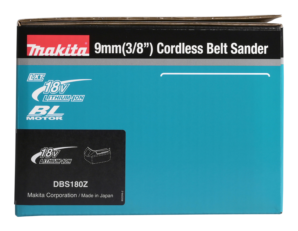 Belt sander Makita DBS180Z 18V brushless, 9x533mm, 300-1.700 m/min, 1,8kg. Without battery