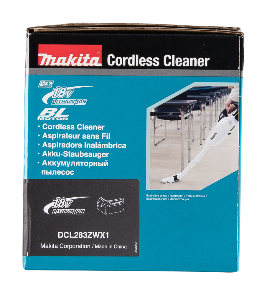 Varsi-imuri Makita DCL283ZWX1 18V, hiiliharjaton, Hepa-suodatin, 17,5kPa, liipasinkytkin. Runkoversio
