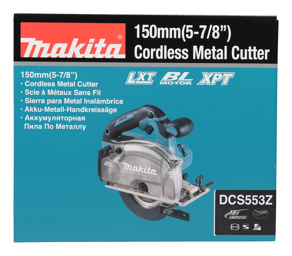 Pyörösaha Makita DCS553Z metalli, 18V, sah. 57,5mm, 150x20mm Z=32, lastunkeräys. Runkoversio