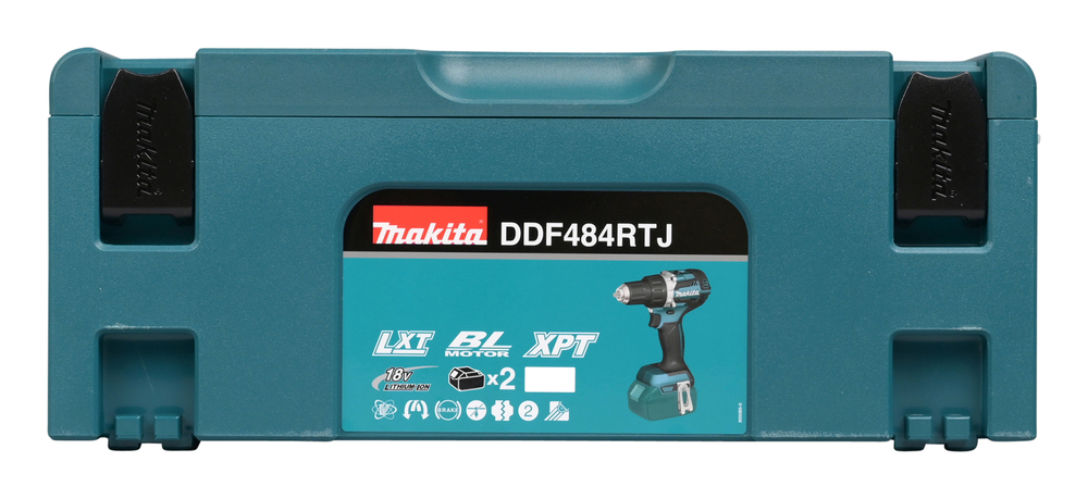 Porakone Makita DDF484RTJ 18V, 2x5,0Ah, hiiliharjaton, 54/30 Nm, 1,8kg