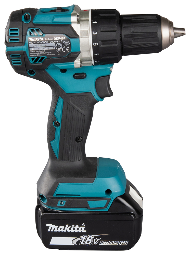 Porakone Makita DDF484RTJ 18V, 2x5,0Ah, hiiliharjaton, 54/30 Nm, 1,8kg