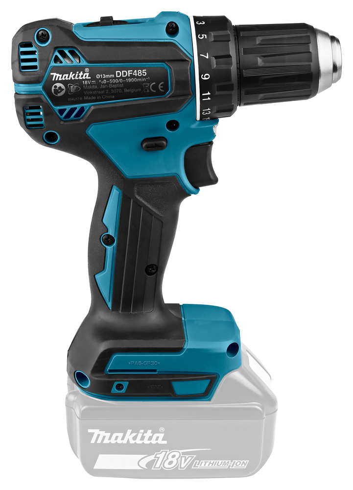 Porakone Makita DDF485Z 18V hiiliharjaton, 50/27 Nm, 1,7kg. Runkoversio