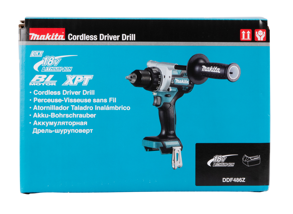 Porakone Makita DDF486Z 18V, hiiliharjaton, 130-65 Nm, 2,6kg, LED-valo. Runkoversio