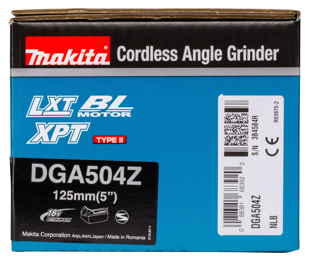 Kulmahiomakone Makita DGA504Z 125mm 18V, hiiliharjaton. Runkoversio