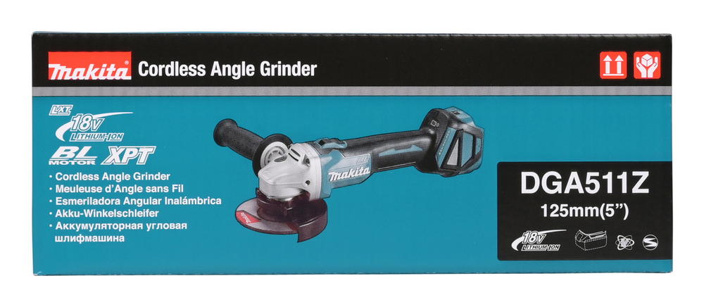 Kulmahiomakone Makita DGA511Z 125mm 18V, säädettävä, hiiliharjaton. Runkoversio