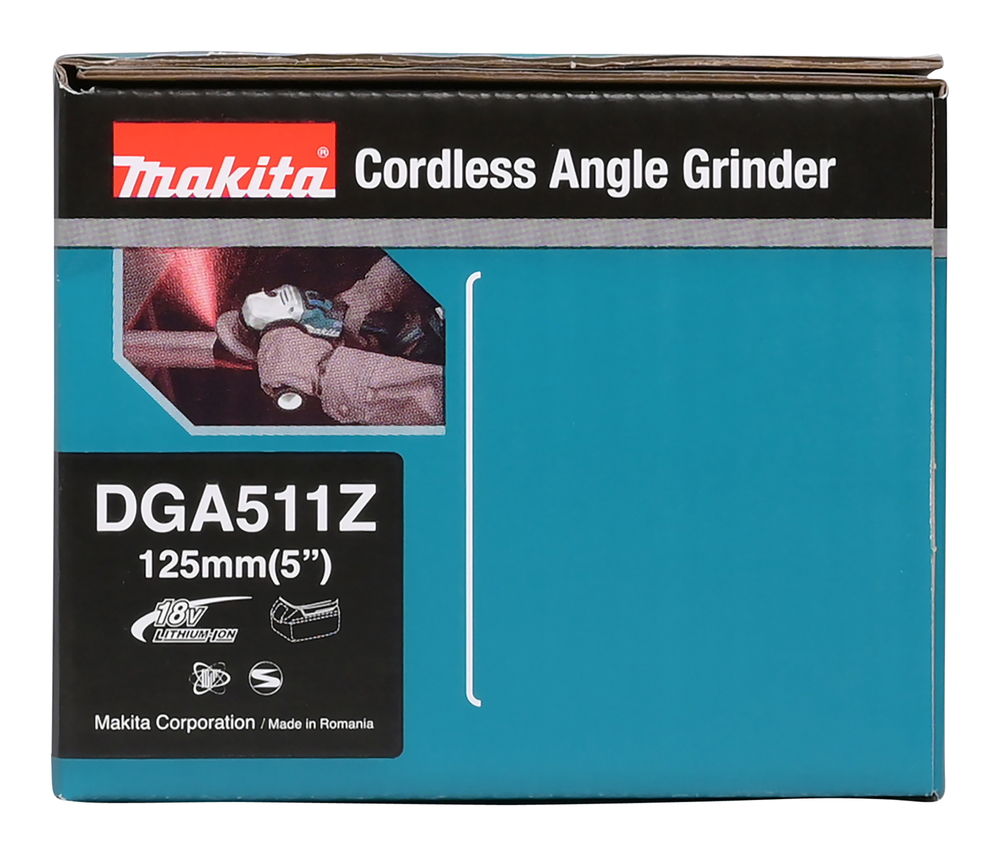 Kulmahiomakone Makita DGA511Z 125mm 18V, säädettävä, hiiliharjaton. Runkoversio