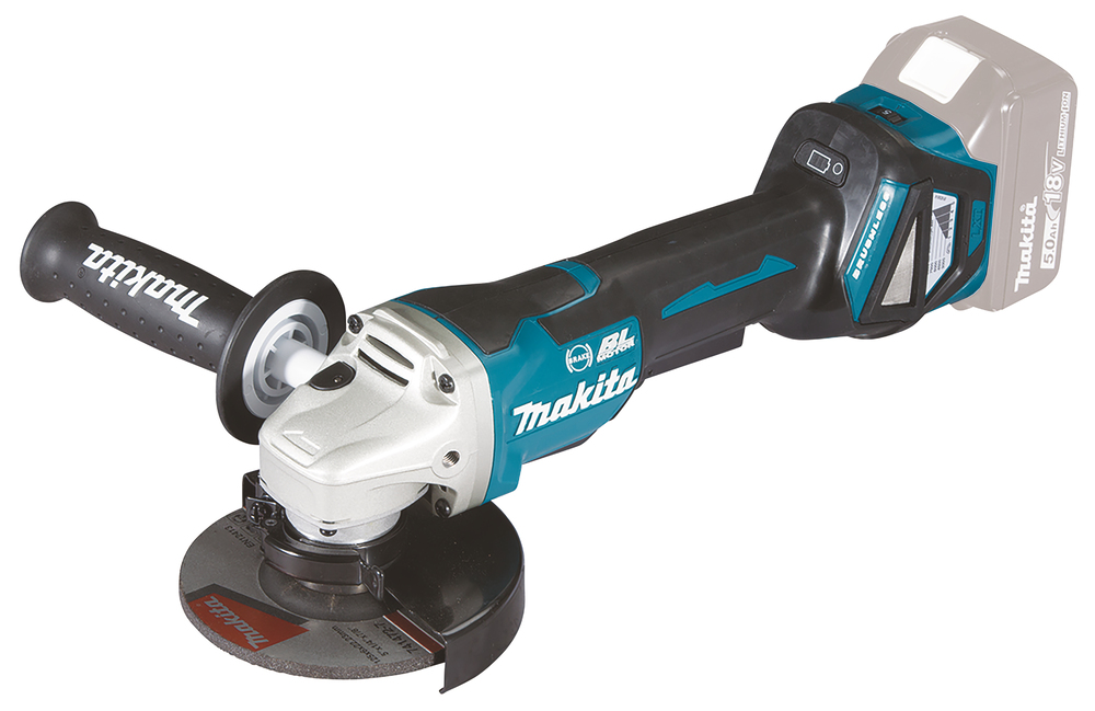 Kulmahiomakone Makita DGA517Z 125mm jarrulla 18V, säädettävä, turvakytkin, hiiliharjaton. Runkoversio