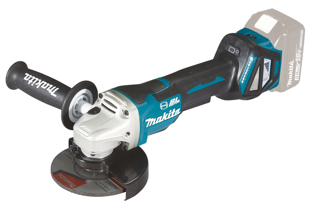 Kulmahiomakone Makita DGA518ZU 125mm jarrulla 18V, säädettävä, AWS, turvakytkin, hiiliharjaton. Runkoversio