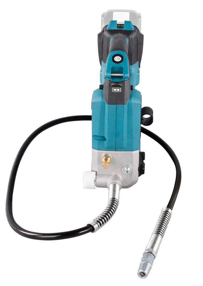 Grease gun Makita DGP180Z 18V. Maximum pressure 690 bar, flow rate 290ml/min, hose 120cm, shoulder strap. Body version