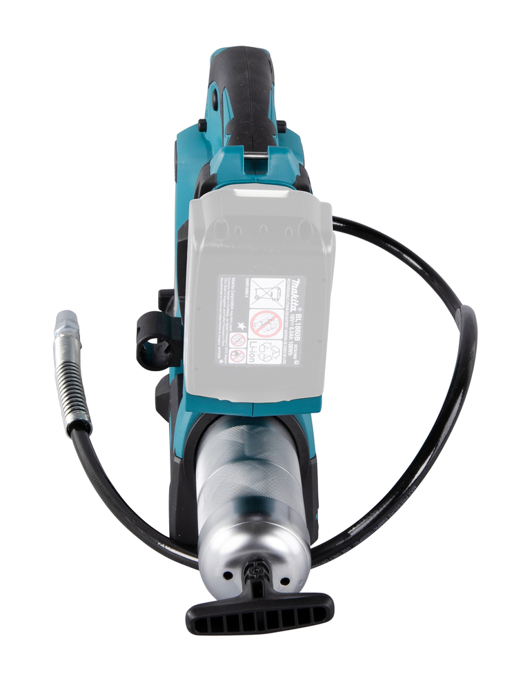 Grease gun Makita DGP180Z 18V. Maximum pressure 690 bar, flow rate 290ml/min, hose 120cm, shoulder strap. Body version