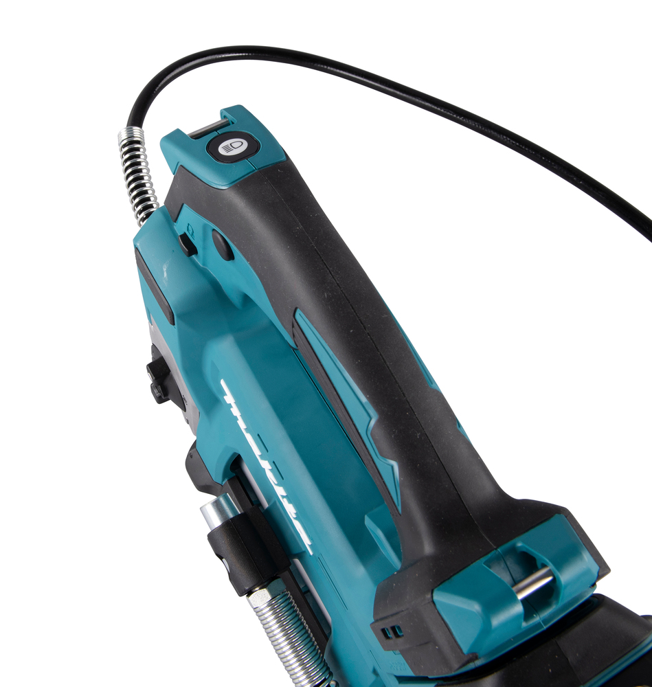 Grease gun Makita DGP180Z 18V. Maximum pressure 690 bar, flow rate 290ml/min, hose 120cm, shoulder strap. Body version
