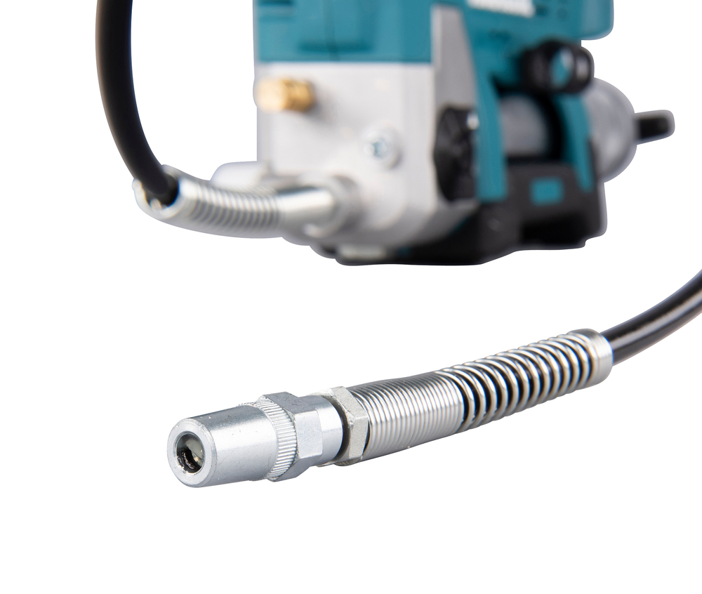 Grease gun Makita DGP180Z 18V. Maximum pressure 690 bar, flow rate 290ml/min, hose 120cm, shoulder strap. Body version