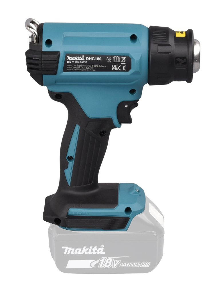 Kuumailmapuhallin Makita DHG180Z 18V, 550C°, 200l/min. Runkoversio