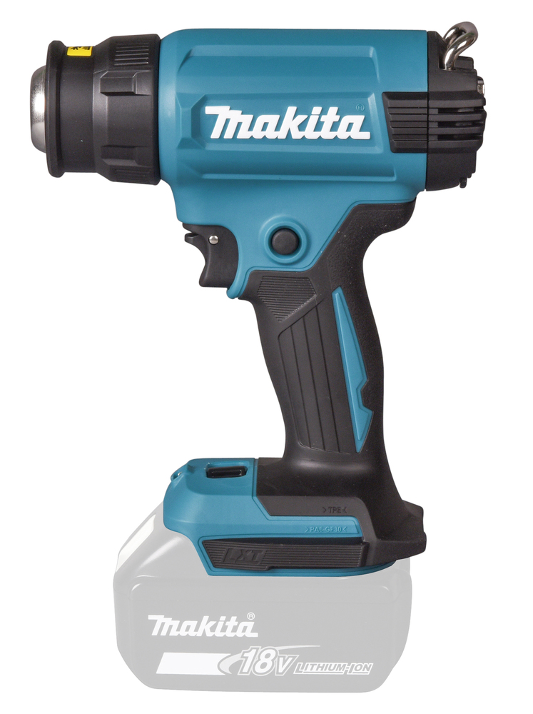 Kuumailmapuhallin Makita DHG181ZJ 18V, 150-550C°, 120/220l/min, neljä suulaketta. Runkoversio