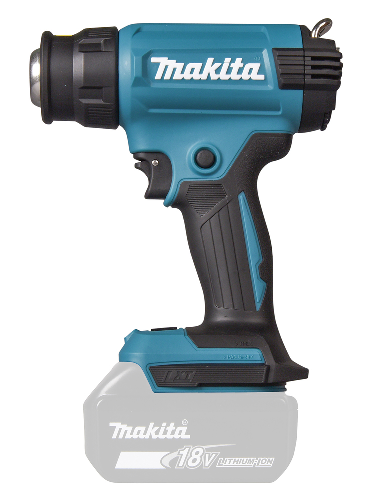Kuumailmapuhallin Makita DHG181ZJ 18V, 150-550C°, 120/220l/min, neljä suulaketta. Runkoversio